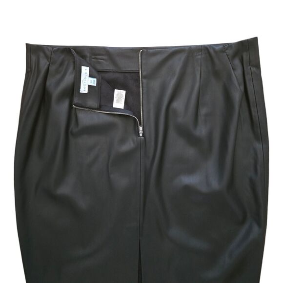Boutique + Women's Black Faux Leather Knee-Length Pencil Skirt • Plus Size 22 3X - Picture 4 of 8